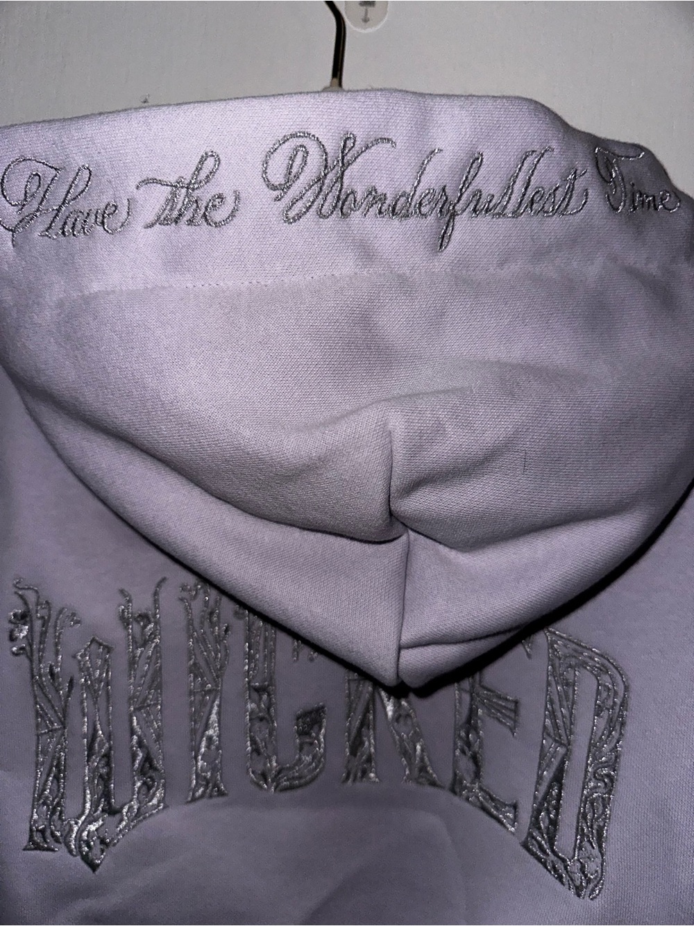 Puma Lavender Relaxed Cropped Pullover Hoodie with Purple Drawstrings Wicked - Picture 8 of 13